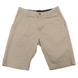 Volcom Mens Casual Shorts Size 30 Straight Flat Front Mid Rise Pockets Beige
